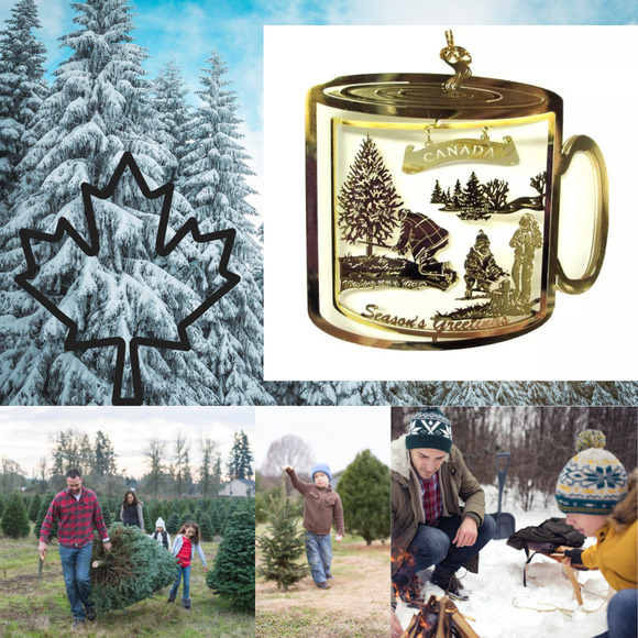 Canada Brass Ornament Mug Christmas Tree Cutting Memories Seasons Greetings - Picture 2 of 6